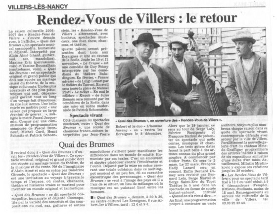 Concert Quai Des Brumes, Presse L'est Republicains, Yassine Grimauld, Alain Aimé, Maxime Ertz